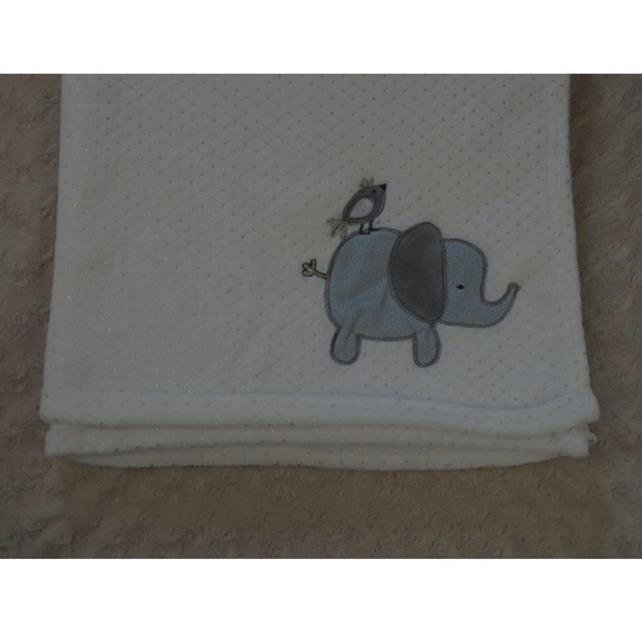 Cudlie NY Gray Elephant Baby Blanket White Silver Polka Dots Bird Security Lovey - Picture 1 of 7